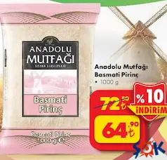 ANADOLU MUTFAĞI BASMATİ PİRİNÇ 1000 G fiyat ve kampanya bilgisi